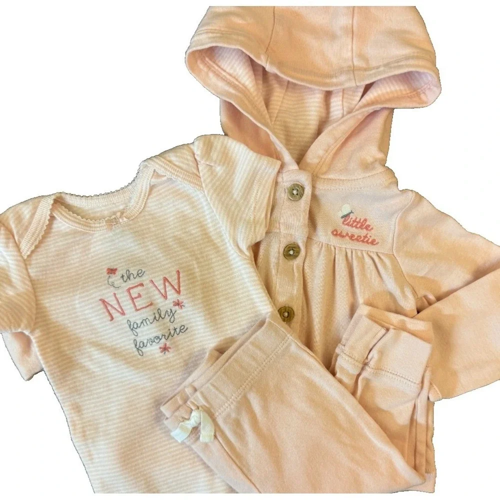 Carters Baby Girl 6 Months Outfit Pants Bodysuit Jacket Little Sweetie Pink 3 PC